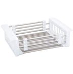 Fossa 20 Inch Sink Strainer Drain Telescopic Drain Basket with Adjustable Kitchen Drain Basket ( White )