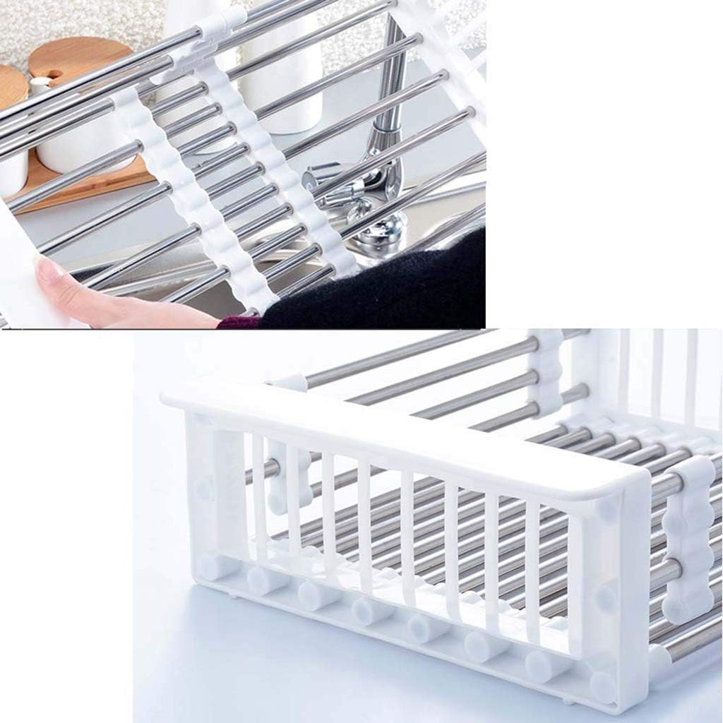 Fossa 20 Inch Sink Strainer Drain Telescopic Drain Basket with Adjustable Kitchen Drain Basket ( White )