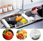 Fossa 20 Inch Sink Strainer Drain Telescopic Drain Basket with Adjustable Kitchen Drain Basket ( White )
