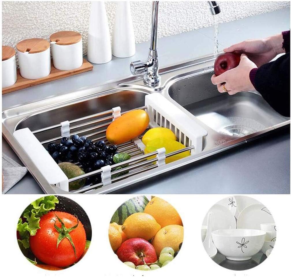 Fossa 20 Inch Sink Strainer Drain Telescopic Drain Basket with Adjustable Kitchen Drain Basket ( White )