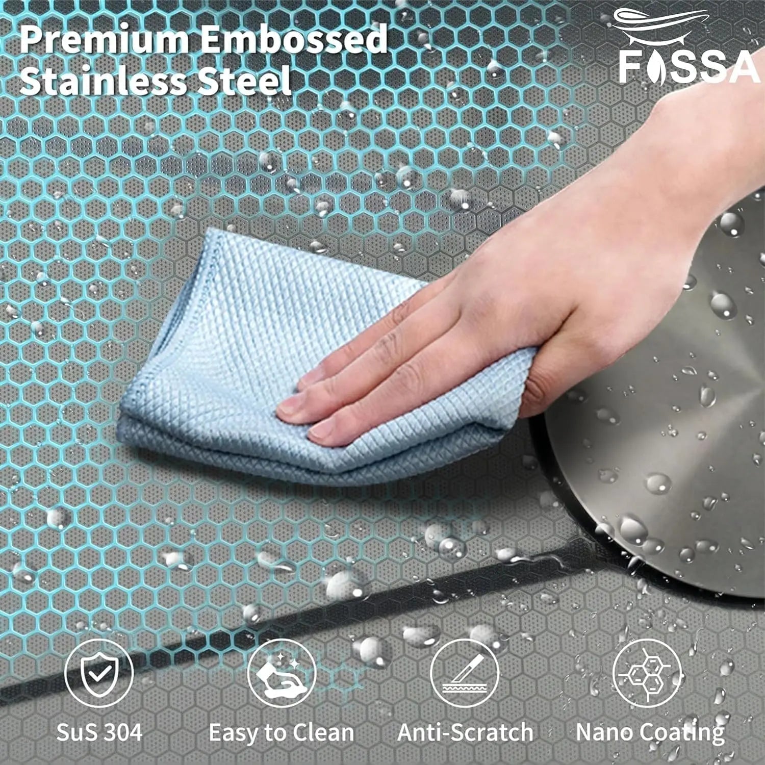 Fossa 37"x18"x10" inch Single Bowl Premium Stainless Steel Water Fall Kitchen Sink